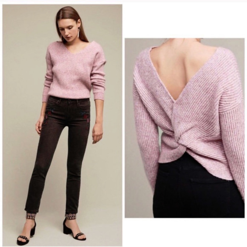 EUC Anthropologie Angel of the North lavender twist sweater size MP